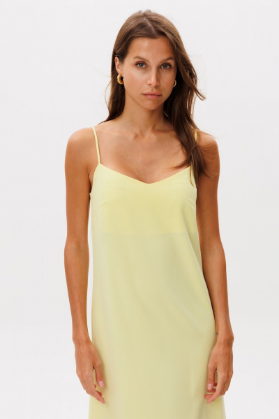 Желтый летний сарафан свободного силуэта из льна THE NAME 2321 лимонный - фото 4