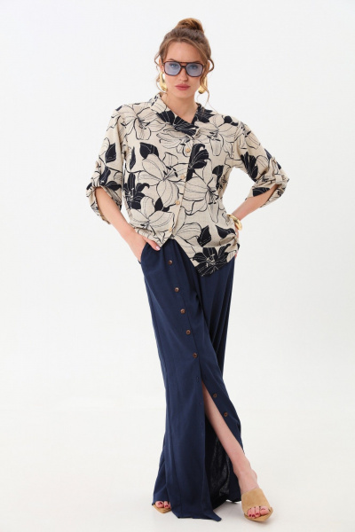 Брюки, жакет NikVa 978-1 лилии_индиго - фото 5