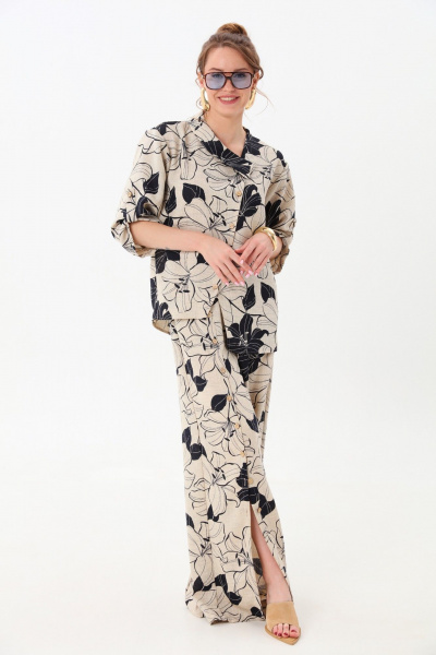 Брюки, жакет NikVa 978-2 лилии - фото 3