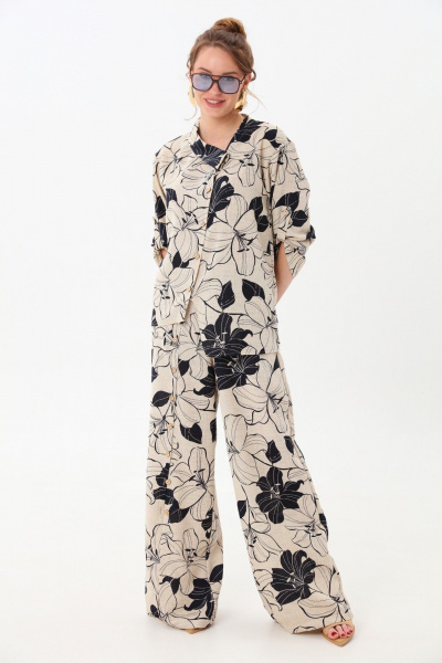 Брюки, жакет NikVa 978-2 лилии - фото 1