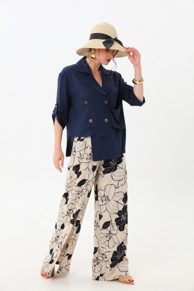 Брюки, жакет NikVa 979-1 индиго_лилии - фото 1