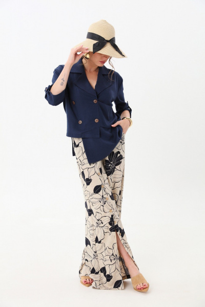 Брюки, жакет NikVa 979-1 индиго_лилии - фото 4