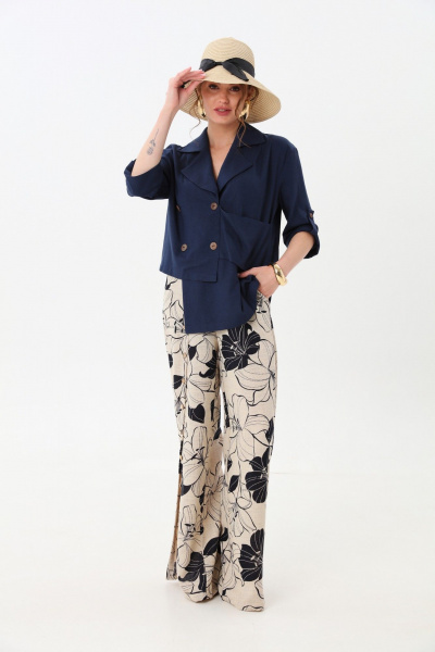 Брюки, жакет NikVa 979-1 индиго_лилии - фото 2