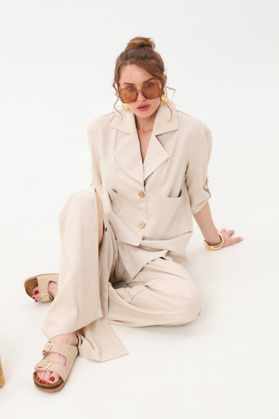 Брюки, жакет NikVa 979-4 песок - фото 8