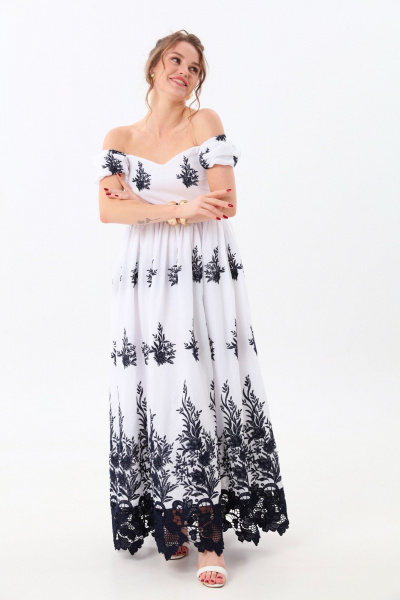 Платье NikVa 982-1 молоко_индиго - фото 5