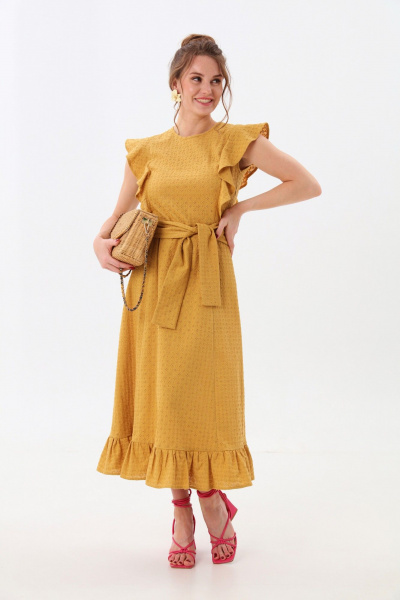 Платье NikVa 983-1 горчица - фото 1