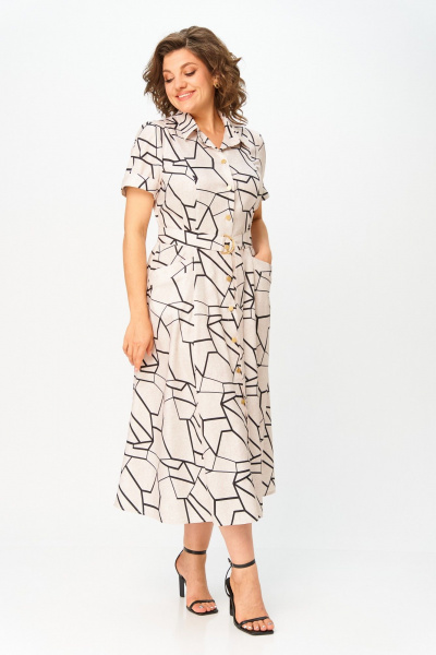 Платье Swallow 844.2 льняной_принт/черная_геометрия - фото 4