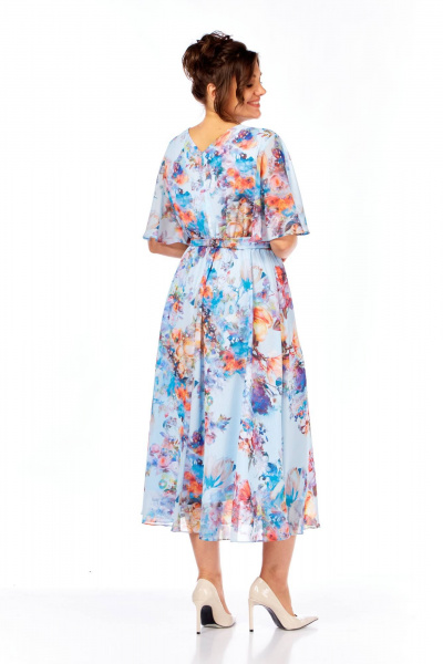 Платье Ольга Стиль С-924 голубой_цветы - фото 4