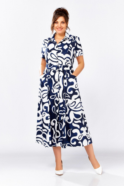 Платье Swallow 844.3 темно-синий/белый_принт - фото 1