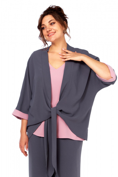 Брюки, кардиган, майка Диомант 2083 графит-розовый - фото 3