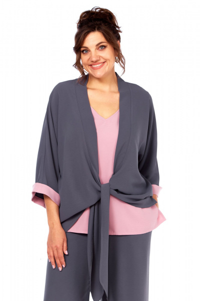 Брюки, кардиган, майка Диомант 2083 графит-розовый - фото 8