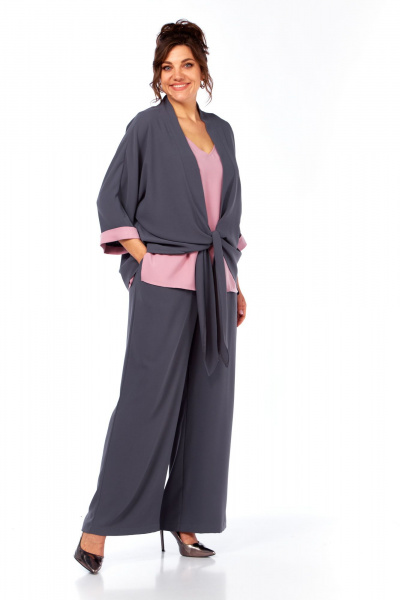 Брюки, кардиган, майка Диомант 2083 графит-розовый - фото 6