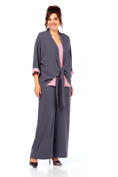 Брюки, кардиган, майка Диомант 2083 графит-розовый - фото 5