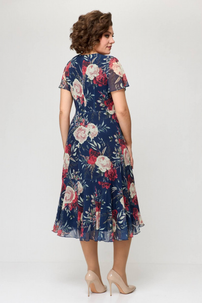 Жакет, платье Slaviaelit 166 пудровый+т.синий_цветы - фото 6