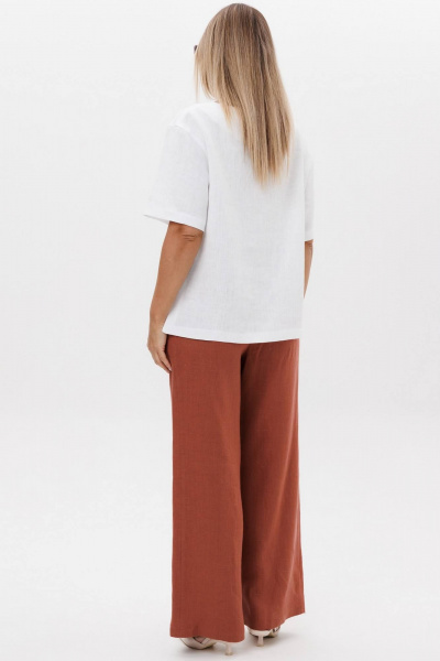 Блуза, брюки Ma Сherie 3157 белый+терракот - фото 7