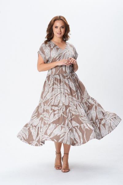 Платье AMORI 9846 крем_горох - фото 1