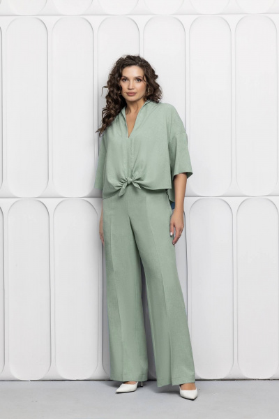 Блуза, брюки Gold Style 2623 бело-зеленый - фото 8