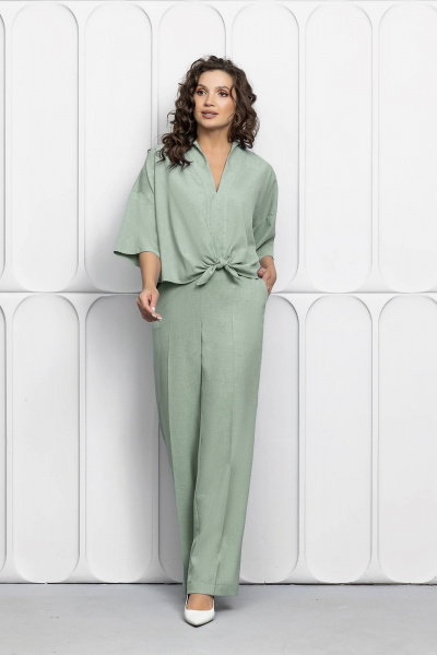 Блуза, брюки Gold Style 2623 бело-зеленый - фото 2