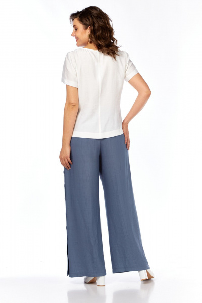 Блуза, брюки Rishelie 989 светло-синий-белый - фото 7