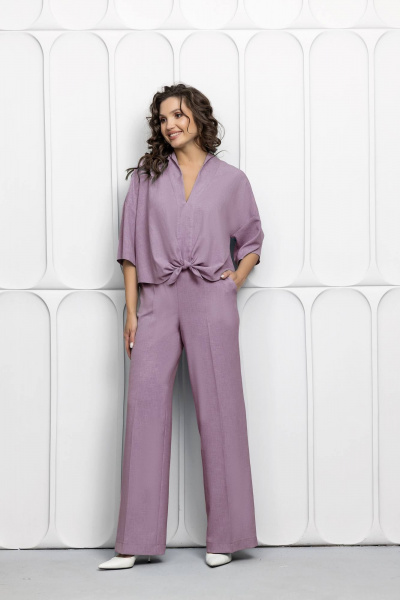 Блуза, брюки Gold Style 2623 серо-лиловый - фото 1