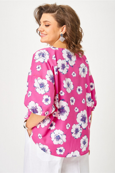 Блуза, брюки Andina city 9071-25 белый-фуксия - фото 9