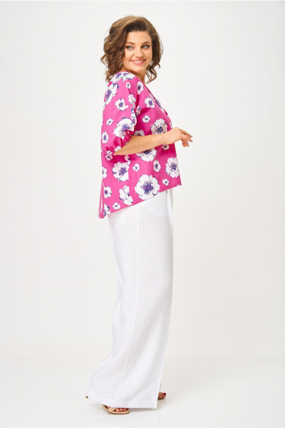 Блуза, брюки Andina city 9071-25 белый-фуксия - фото 6