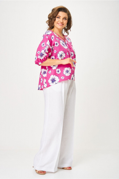 Блуза, брюки Andina city 9071-25 белый-фуксия - фото 5