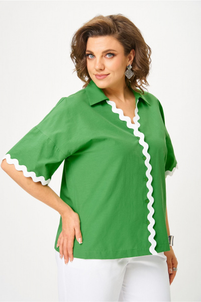 Блуза, брюки Andina city 9078-25 белый-зеленый - фото 9
