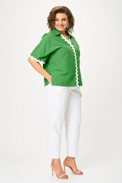 Блуза, брюки Andina city 9078-25 белый-зеленый - фото 8