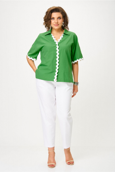 Блуза, брюки Andina city 9078-25 белый-зеленый - фото 7