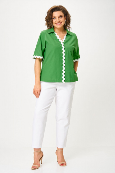 Блуза, брюки Andina city 9078-25 белый-зеленый - фото 1
