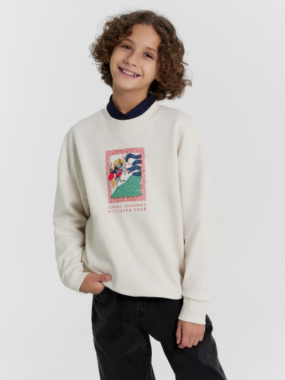 Свитшот Mark Formelle 123437/1/24-27360П-7 белый_песок_печать_3_сл_на_пол - фото 15