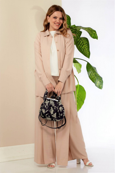 Брюки, рубашка Anastasia К976 бежевый - фото 7