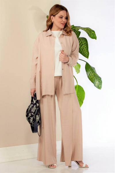 Брюки, рубашка Anastasia К976 бежевый - фото 5