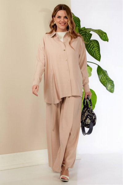 Брюки, рубашка Anastasia К976 бежевый - фото 1