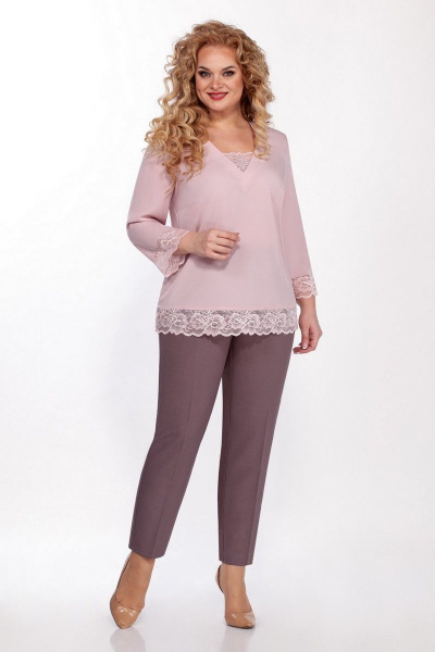 Блуза, брюки, жакет LaKona 1338 кофейный_с _пудрой - фото 2