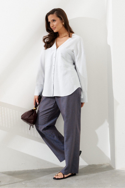 Блуза AltaModa 1036 серо-голубой - фото 5