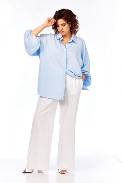 Блуза, брюки Диомант 2091 голубой_белый - фото 7