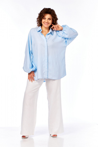 Блуза, брюки Диомант 2091 голубой_белый - фото 5