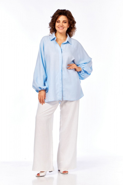 Блуза, брюки Диомант 2091 голубой_белый - фото 1