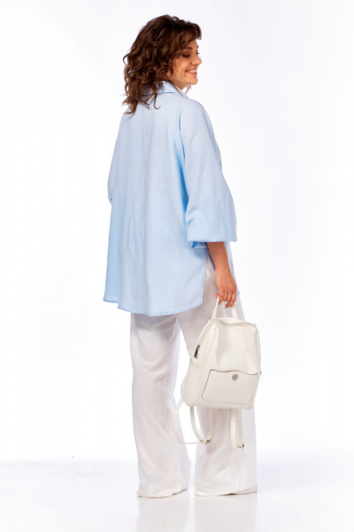 Блуза, брюки Диомант 2091 голубой_белый - фото 2