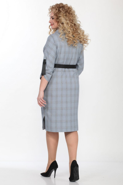 Демисезонное платье с кокеткой, карманами и поясом Matini 3.1471 серо-голубой - фото 6