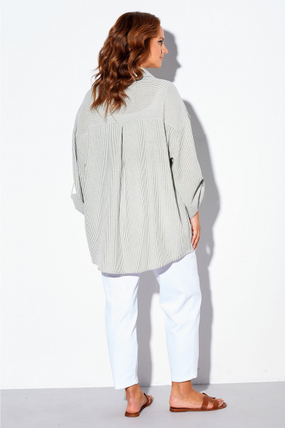 Рубашка Liona Style 897 оливка_полоска - фото 2