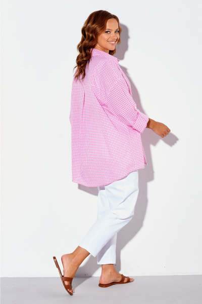 Брюки, рубашка Liona Style 898 розовая_клетка - фото 4