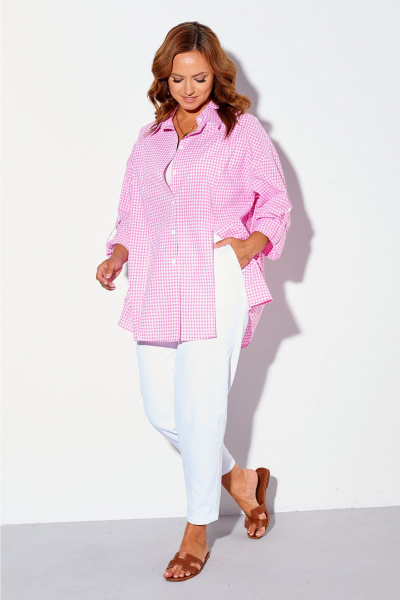Брюки, рубашка Liona Style 898 розовая_клетка - фото 3