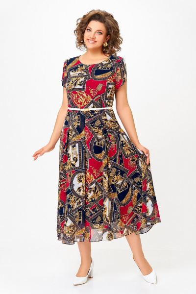 Платье Swallow 843.4 сине-бело-красный_принт - фото 4