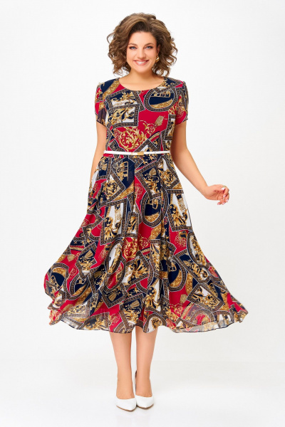 Платье Swallow 843.4 сине-бело-красный_принт - фото 3