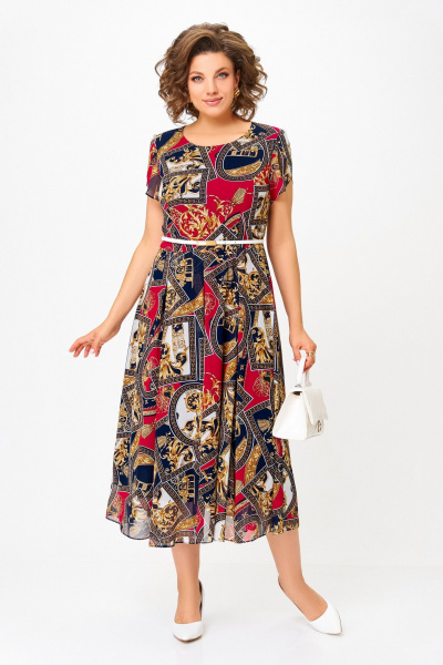 Платье Swallow 843.4 сине-бело-красный_принт - фото 1