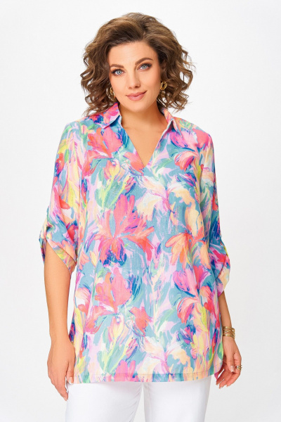 Блуза Swallow 859 многоцветный_цветочный_принт - фото 10