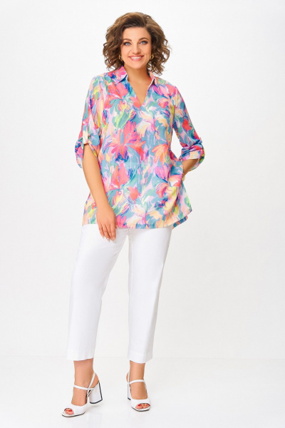 Блуза Swallow 859 многоцветный_цветочный_принт - фото 9